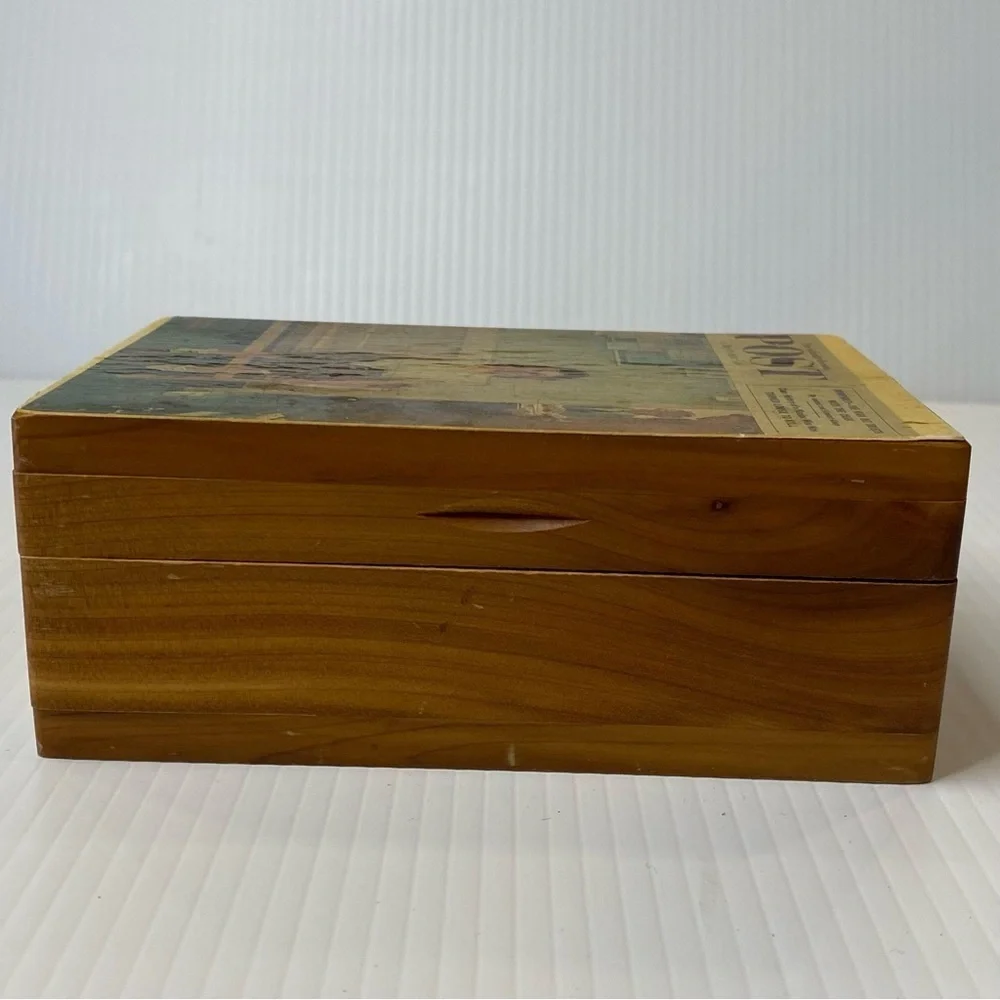 Wooden Jewelry Box Vintage Norman Rockwell Print Lacquered Cedar?
